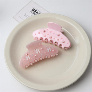 Qualité supérieure plus vendu acide acétique rose perle Clip Style pince à cheveux Hepburn cheveux Style pince à cheveux papillon broche - Product Image 3