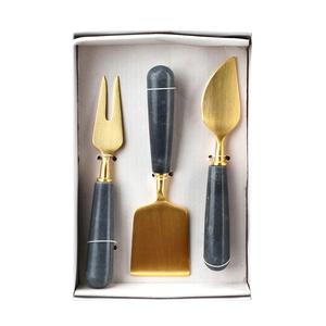 ชุดมีดทองเหลืองดีไซน์รูปใบไม้พร้อมกล่องใส่ของขวัญชุดมีดทองเหลืองสำหรับชีส - Product Image 6