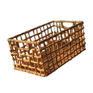 ตะกร้าสานมือทรงสี่เหลี่ยมผืนผ้าจากผักตบชวาธรรมชาติ ถาดเก็บของแบบเปิด สไตล์เรียบง่าย สำหรับวางบนชั้นวาง โต๊ะ เคาน์เตอร์ ห้องน้ำ ตกแต่งบ้าน - Product Image 1