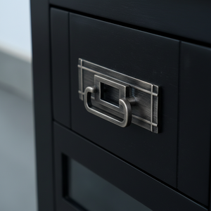 Mesa Auxiliar Moderna de Madera de Caucho Negro y MDF con 2 Cajones, Mueble Duradero y Ecológico para Sala de Estar - Product Image 6