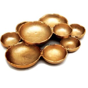 Modern Creative Art Designer 8 Compartment Gold & White Table Centerpiece Stylish <b>Metal</b> <b>Bowl</b> for Serving Dry Fruits & Chocolate - Product Image 3