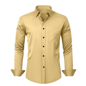 Chemise habillée homme automne à manches longues en satin doux, motif imprimé de qualité supérieure, respirante, décontractée et formelle, avec logo personnalisé - Product Image 6