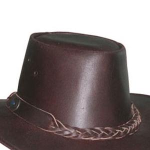 Sombrero de vaquero occidental para hombre Corona de cuero de vaca Pull-Up Versátil para viajes Deportes Casual y aventuras al aire libre - Product Image 4