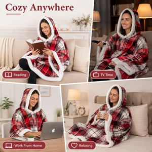 Poncho-couverture confortable pour <span class=keywords><strong>femme</strong></span>, doublé en sherpa, à <span class=keywords><strong>capuche</strong></span>, doux pour la peau, avec poches, vente en gros - Product Image 3