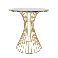 Table basse en marbre au Design Antique avec finition en fer or, cadre rond, Table basse pour la maison