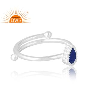 Anillo de piedras preciosas de lapislázuli Natural de Plata de Ley 925 más vendido, joyería personalizada para mujer, regalo para ella - Product Image 4