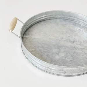 Bandeja galvanizada de forma ovalada de diseño estándar bandeja galvanizada de gran calidad con asas de madera al mejor precio - Product Image 2