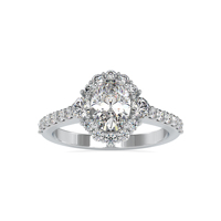 Anillo de compromiso de plata de ley con halo de corte ovalado natural, certificado GIA, anillo de boda con racimo, anillo de promesa, venta al por mayor, ¡el más vendido!
