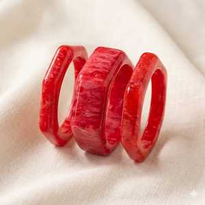 Classic <b>Red</b> Resin Round Brilliant Cut Imitation Pearl Indian Fashion Bangle <b>Bracelets</b> for Women's Gift - Product Image 4