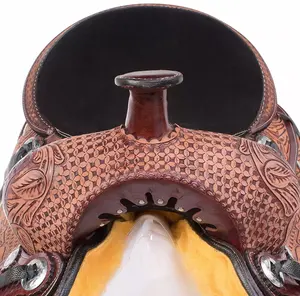 ชุดอานไม้มะฮอกกานีแบบตะวันตกโบราณแกะสลักด้วยมือหนังแท้10 "-16" - Product Image 4