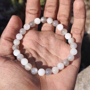 Wholesale <b>Healing</b> Silver Plated Beaded Crystal <b>Bracelets</b> 6mm Natural Rainbow Moonstone & Agate Gift for Women & Children - Product Image 1