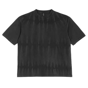 <b>Men's</b> <b>Tie</b> Dye <b>Black</b> Short Sleeve T-Shirt 100% Cotton Regular Fit Casual O-Neck Knitted Top - Product Image 1
