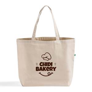 Medium-Sized Eco-Friendly Recycled Cotton Canvas Tote <b>Bags</b> Customized with Your Logo Featuring <b>Long</b> Handle Letter Pattern-RC260 - Product Image 4
