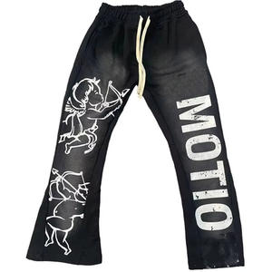 Logo personnalisé taille haute cordon de serrage Joggers hommes décontracté Baggy pantalons de survêtement coupe ample jambe large Style Hip Hop taille élastique coton - Product Image 6