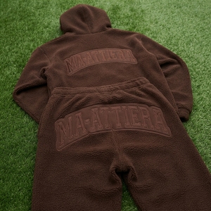 Womens Brown <b>Sherpa</b> Fleece Hoodie Tracksuit Set Pullover Sweatshirt <b>Jogger</b> Pants Matching Casual Loungewear - Product Image 5