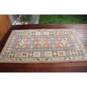 พรมวินเทจสไตล์ตุรกี ขนาด 3.8x6.4 ฟุต (116x194 ซม.) ลายดอกไม้สีน้ำเงิน - Product Image 3