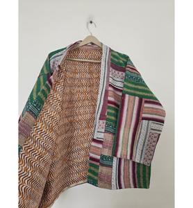 Women's Reversible Ethnic Kantha <b>Jacket</b> Handmade <b>Vintage</b> Cotton Assorted Indian Guarri Y2K Style Leather <b>Jacket</b> - Product Image 5