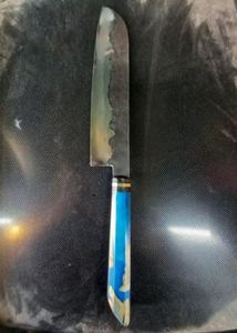 Cuchillo Santoku Profesional de Cocina, Alta Calidad, Hecho a Mano, Acero de Damasco, Funda de Cuero Puro, Ambidiestro, Apto para Lavavajillas - Product Image 2