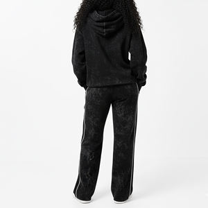 Ropa de calle hecha a medida, Jersey lavado con ácido de algodón 100%, Sudadera con capucha y trajes para correr, jersey con logotipo impreso personalizado, sudadera para mujer - Product Image 2