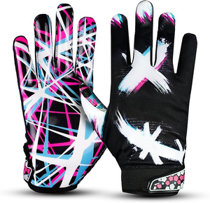 Guantes de Fútbol Americano Profesionales de Piel Sintética con Agarre Adhesivo Personalizado - Negros, Ligeros, Transpirables, Resistentes a Salpicaduras - Product Image 3