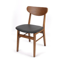 Chaises de salle à manger en bois massif au design moderne et simple, avec assise en cuir PU, pour restaurants, cafés et bars