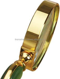 สีเขียวแม่มุกจับHandmade Designerแว่นขยายมือถือแก้วทองเหลืองเงาขัดกรอบ 8X Magnification - Product Image 3