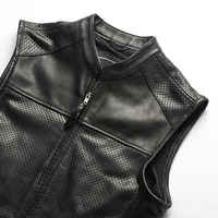 Chaleco de Cuero Genuino Negro para Hombre de Alta Calidad, Transpirable, para Invierno, Fabricación Personalizada, Servicio OEM ODM