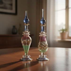 LW59 ZAHEREEN Flacon de parfum artisanal en verre égyptien soufflé à la main 40 ML Flacon d'huile essentielle orné Filigrane Souvenir en verre de qualité supérieure - Product Image 1