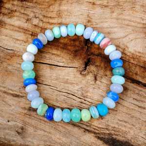 Pulsera de cuentas de ópalo de 7-9mm para mujer, ropa informal de estilo elástico multicolor, diseño de tendencia de verano 2025, regalo perfecto - Product Image 1