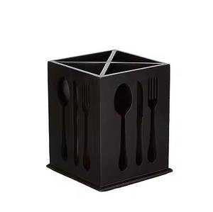 Kitchenware Unique Wooden Storage <b>Rack</b> Black Cutlery <b>Utensil</b> Holder with Organizer for Flatware Kitchenware - Product Image 1