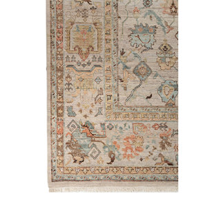 Tapis en laine afghane noué à la main Someplace in Time, motif médaillon, couleur ivoire, pour usage domestique - EA-3009 (Cs-04) - Product Image 4