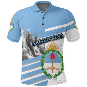 Gráfico de mapa de la bandera de Argentina para Polos para hombres, camisetas de moda con estampado 3D de emblema nacional, camisetas holgadas de manga corta con solapa deportiva - Product Image 5
