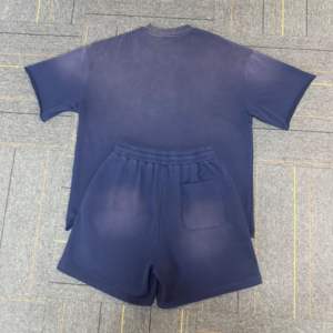 Custom Streetwear Chándal Algodón Lavado con ácido Pantalones cortos Ropa deportiva Gimnasio Verano Jogger 2 piezas Pantalones cortos y camiseta Set para hombres - Product Image 2