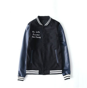 Veste à logo brodé sur mesure manches en cuir blanc collège veste universitaire de haute qualité pour hommes vestes de baseball rétro en polaire - Product Image 2