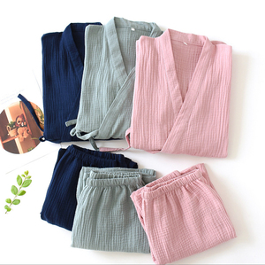 100% Cotton Soft and Light Weight Long Sleeve Muslin <b>Pajamas</b> Two-piece <b>Set</b> Sleepwear <b>for</b> <b>Men</b> - Product Image 4