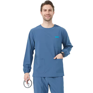 Round Neck Long Sleeve <b>Scrub</b> Sets Stretch Material Uniforms - Product Image 4