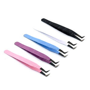 Pince à épiler populaire en fibre d'acier inoxydable pince à épiler 90 degrés volume de cils pince à épiler pointe de précision outil d'extension de cils - Product Image 1