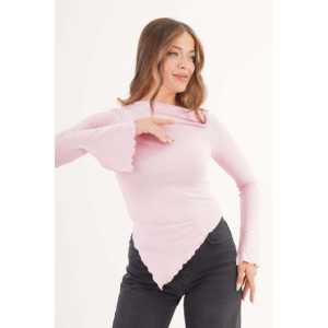 เสื้อเบลาส์สีชมพูทรงเอ-ซิมเมทริค ผ้าถัก ขายส่ง - Product Image 3