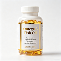 Haoxuan ODM Omega 3 Balık Yağı Şişe Etiketleri Altın Varaklı PET Su Geçirmez Çıkartmalar Yumuşak Kapsül Takviye Paketlemeleri İçin