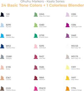Ohuhu Bolígrafos para colorear Cincel delgado y fino 24 colores Artistas Adultos Dibujo Diseñadores profesionales Serie Kaala de marcadores Ohuhu - Product Image 3