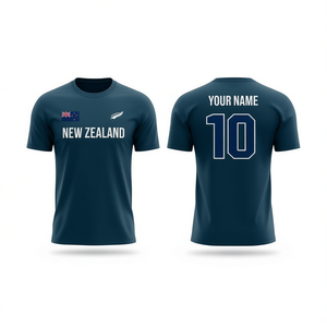 Set di Maglie da Calcio Ispirate alla Nuova Zelanda per Tifosi Blu Navy con Nome e Numero Personalizzati - Product Image 2