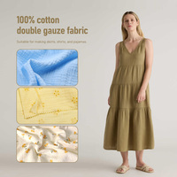 Tissu en mousseline à double gaze texturé plissé, 100% coton, tissu crêpe double couche, couleur unie pour couverture de bébé