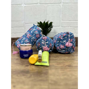 Quilted Bohemian for Toiletry & <b>Makeup</b> Bag with Tassel Pattern Zipper Closure Foldable Feature Block Print <b>Case</b> for <b>Makeup</b> - Product Image 4