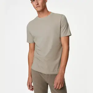 Chemise unie de qualité supérieure à séchage rapide coupe ajustée vierge à manches courtes vêtements de sport lourds T-shirts pour hommes