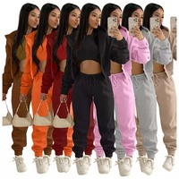 Ensemble deux pièces pour femmes, décontracté, en coton et élasthanne, respirant, écologique, streetwear, imprimé, broderie, haut court, pull, pantalon skinny