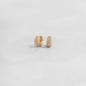 Pendientes de aro Huggie de cesta de circón Plata de Ley 925 chapado en oro de 14 quilates aros pequeños delicados regalo elegante para ella - Product Image 1