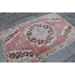 พรมวินเทจตุรกี ขนาด 4.3x6.7 ฟุต (132x205 ซม.) ลายตารางสีน้ำตาลแดง - Product Image 4