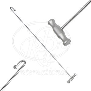 Gancho OB reutilizable de acero inoxidable para obstetricia de parto veterinario con punta de bola y mango en T para lechones y corderos - Product Image 2