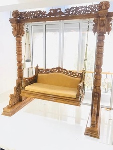 Balançoire en bois de teck grand paon Jhoola balançoire en bois massif pliable meubles de maison pour le salon balançoire en bois artisanale - Product Image 3