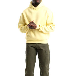 100% algodón en blanco peso pesado gota hombro hombres sudaderas con capucha de alta calidad Casual Color sólido algodón pulóver sudaderas con capucha de gran tamaño - Product Image 4